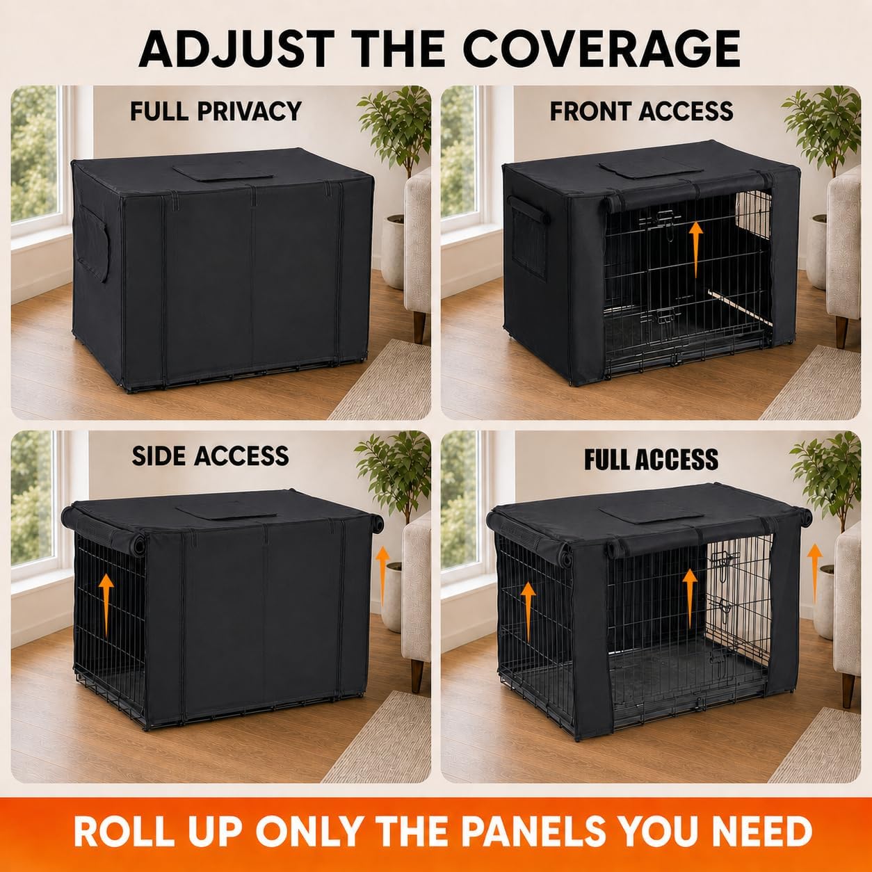 Dog Crate Cover, 42-Inch, 1680D Heavy-Duty Nylon, Black