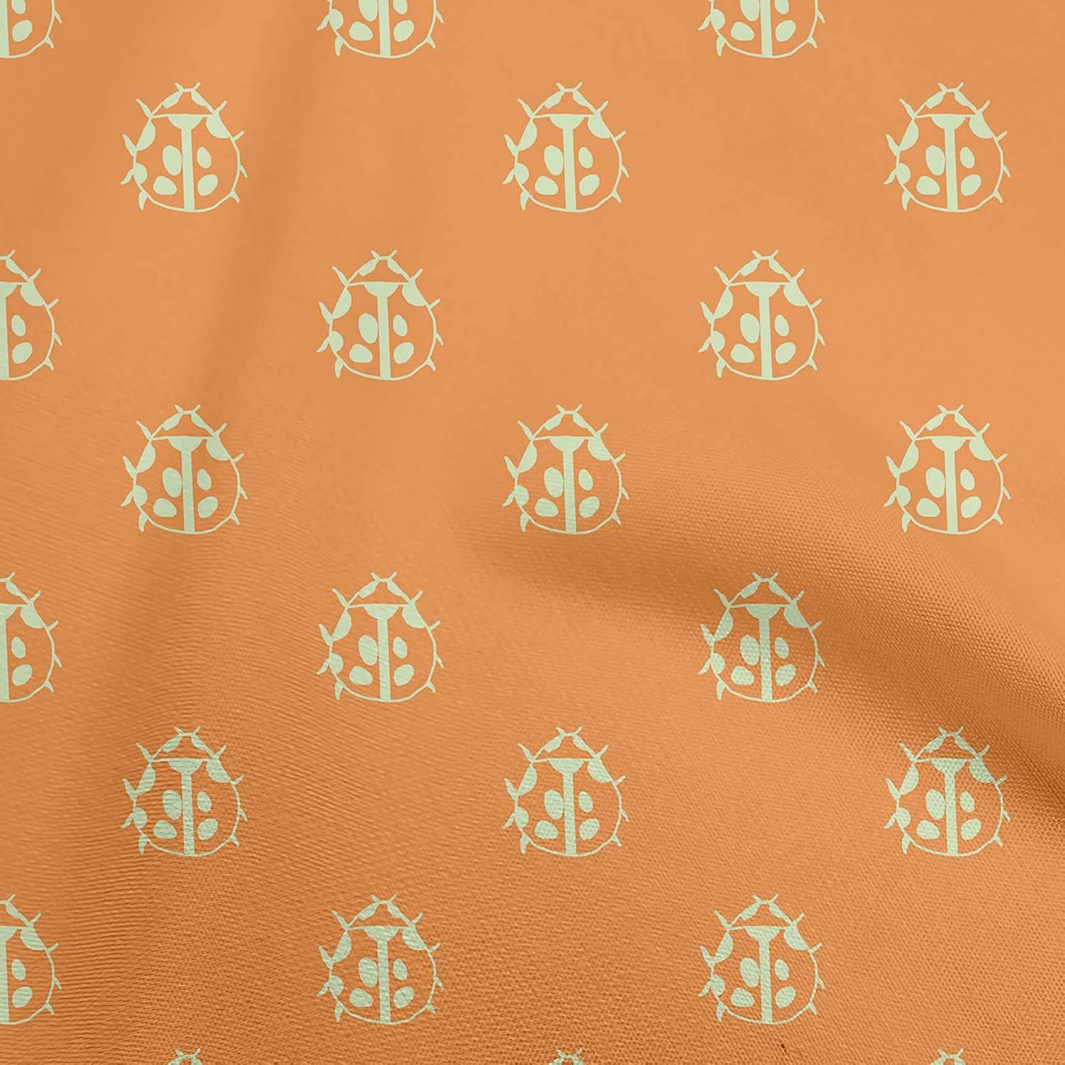 oneOone Cotton Cambric Blue Fabric Bird Ladybird Sewing Material Print Fabric by The Yard 42 Inch Wide