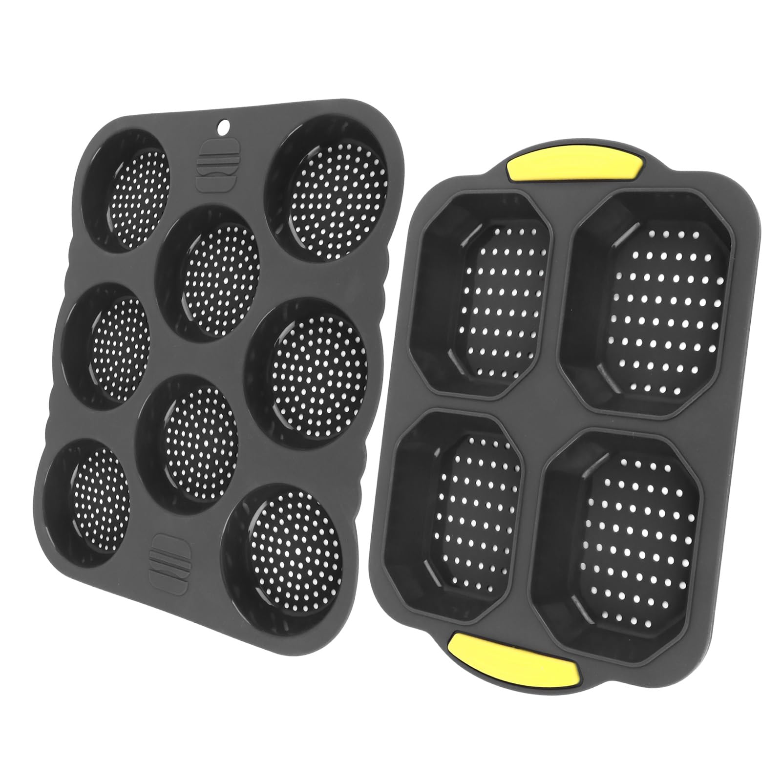 Moule à pain hamburger en silicone, 8 cavités, moule en silicone 4 cavités pour la cuisson du pain, fours, ondes, lave-vaisselle, réfrigérateurs