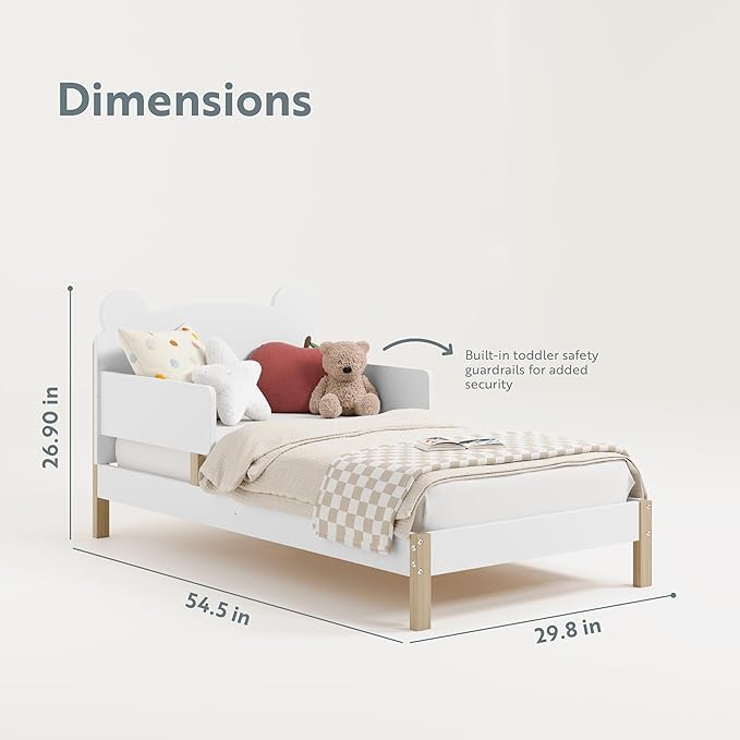 Cama Toddler Storkcraft Teddy Bear Blanca con Driftwood miniatura 3