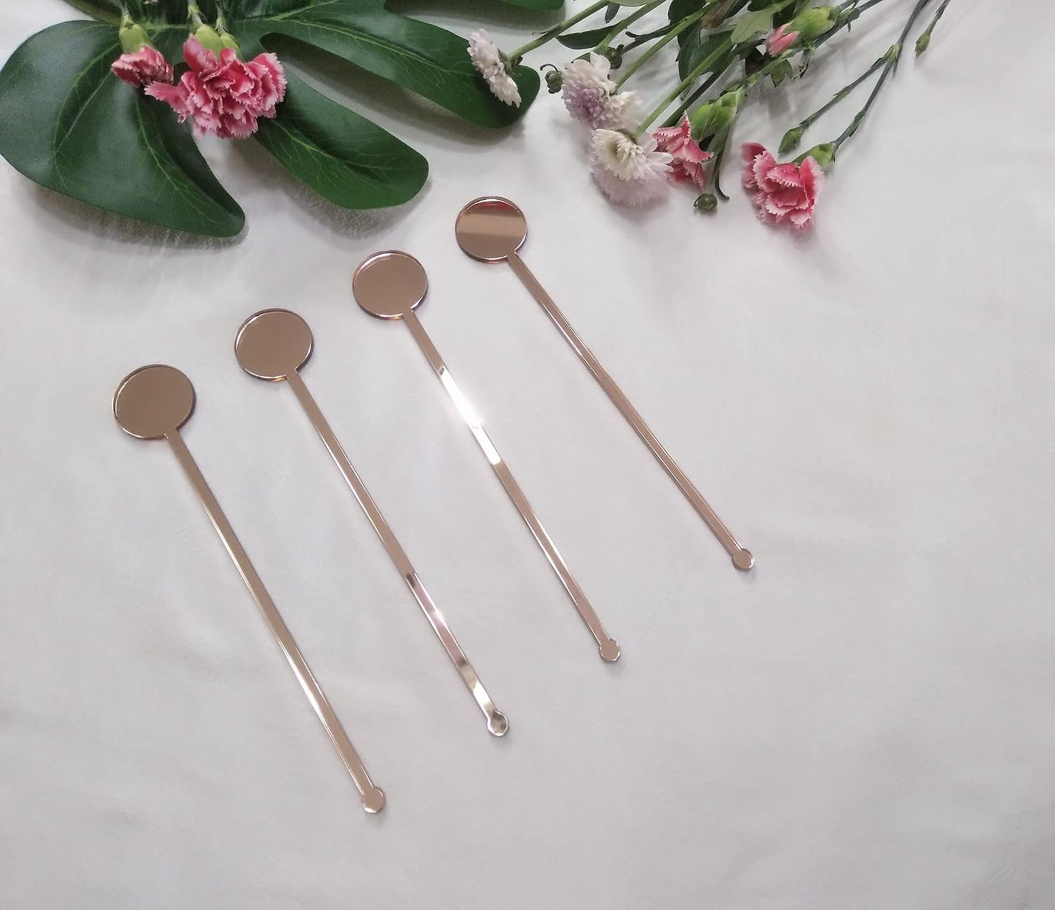 20pcs of Acrylic Disc Drink Stirrer, Personalized Mirrored Drink Stirrer Swizzle Sticks,Acrylic Drink Names (Rose Gold Mirror)