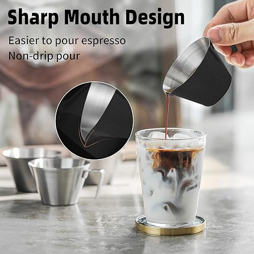 Miniatura 9 de MHW-3BOMBER Taza medidora de café expreso con taza de salsa de 3 onzas, taza de café expreso, taza de vertido de acero inoxidable para salsa de