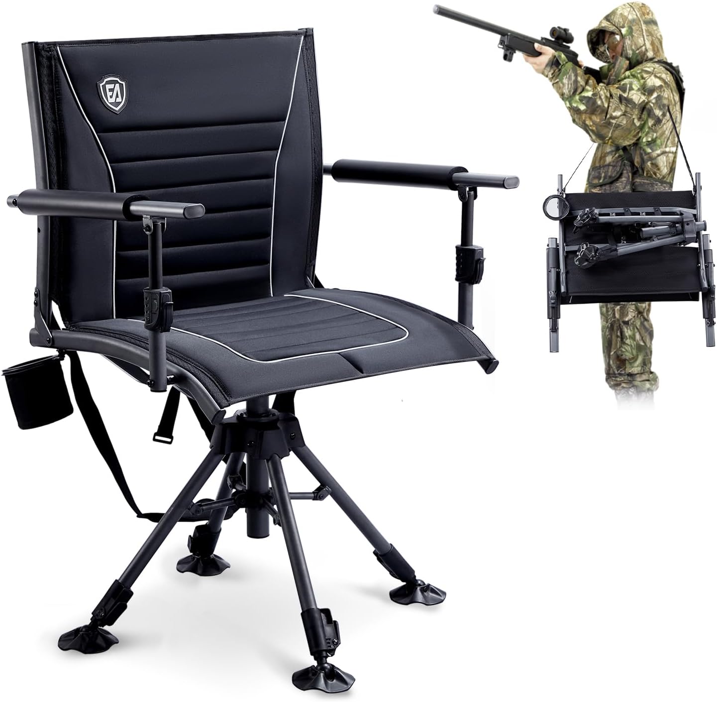 EVER ADVANCED 360° Silent Swivel Hunting Chair for Blinds