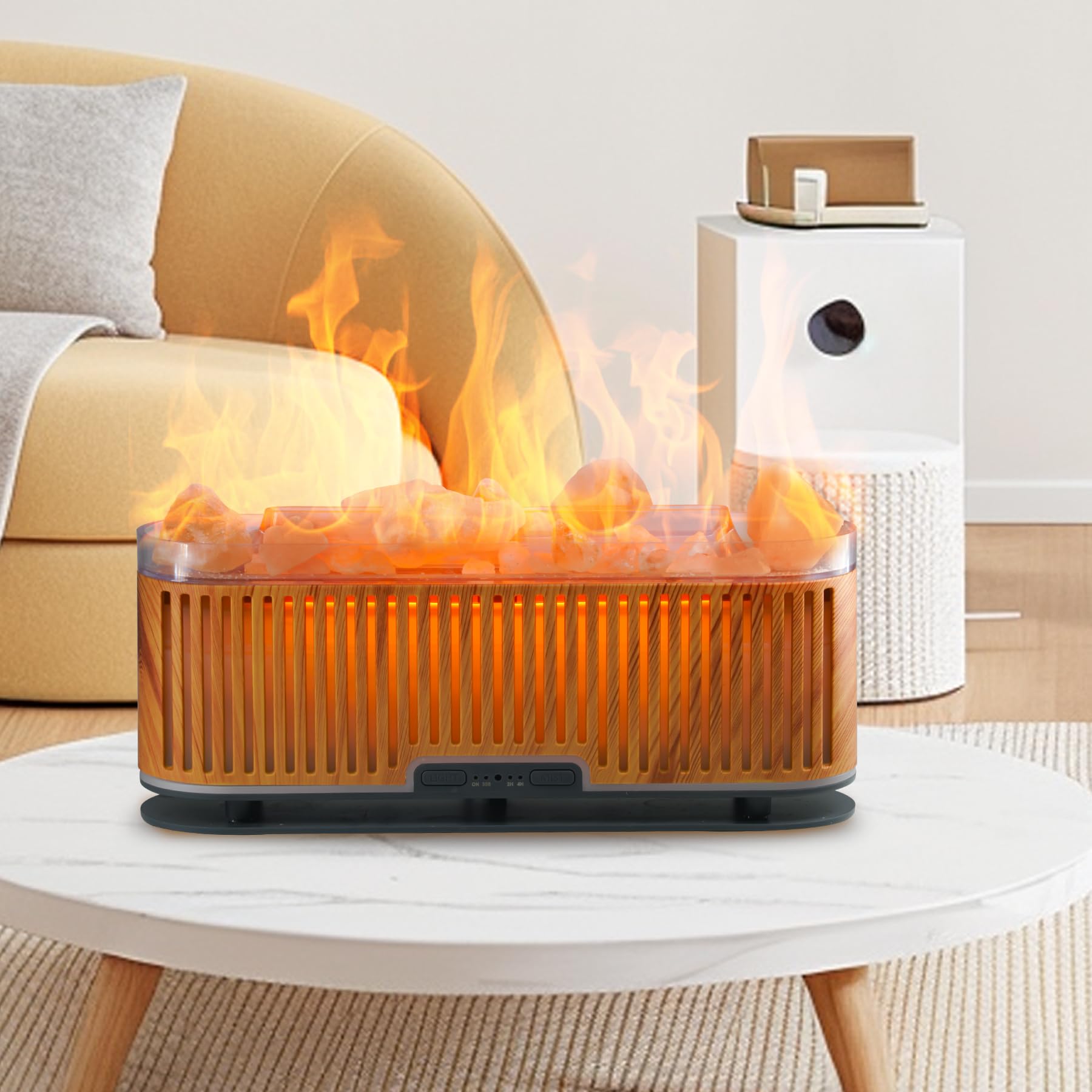 Diffuser for Home Pure Himalayan Salt Lamp Flame Essential Oil Diffuser,Aromatherapy Diffu...