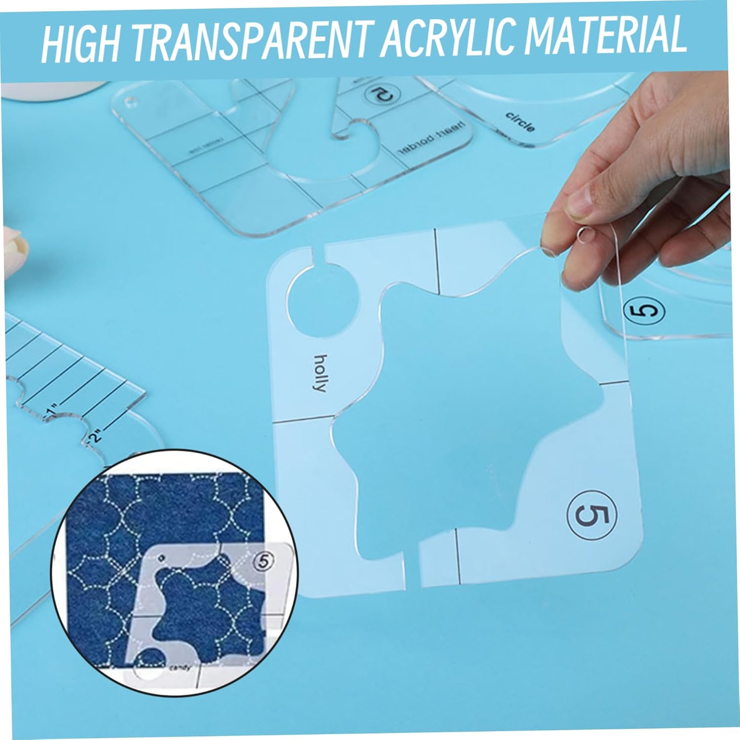 Free Motion Quilting Template Rulers |15Pcs/Set Quilting Rulers, Clear Acrylic Quilting Ruler Kit Includes 12Pcs Quilting Templates, Low Shank Ruler Foot, Quilting Gloves