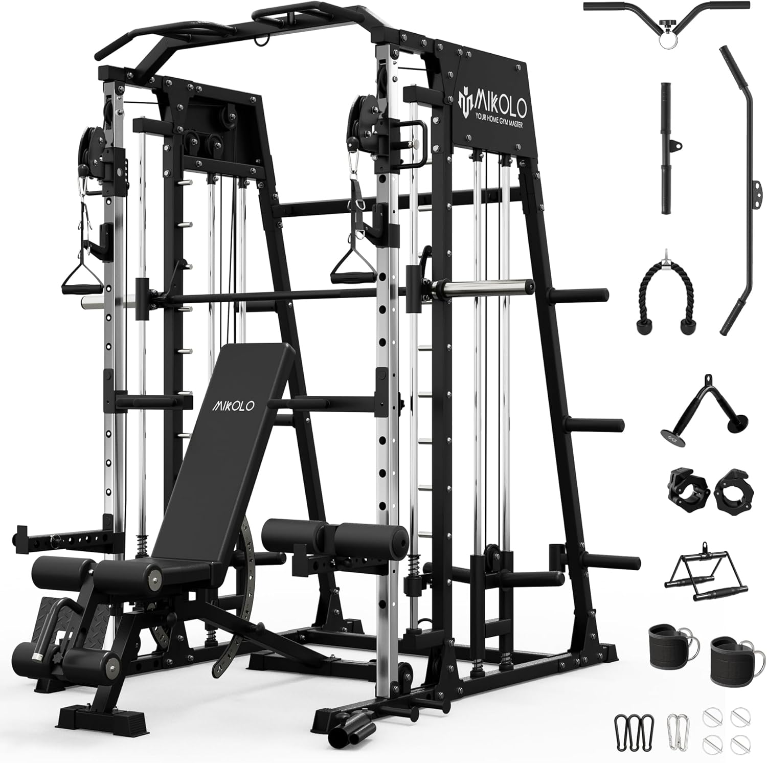 Mikolo M4 Smith Machine - Cable Crossover System & Multi-Function Power Cage