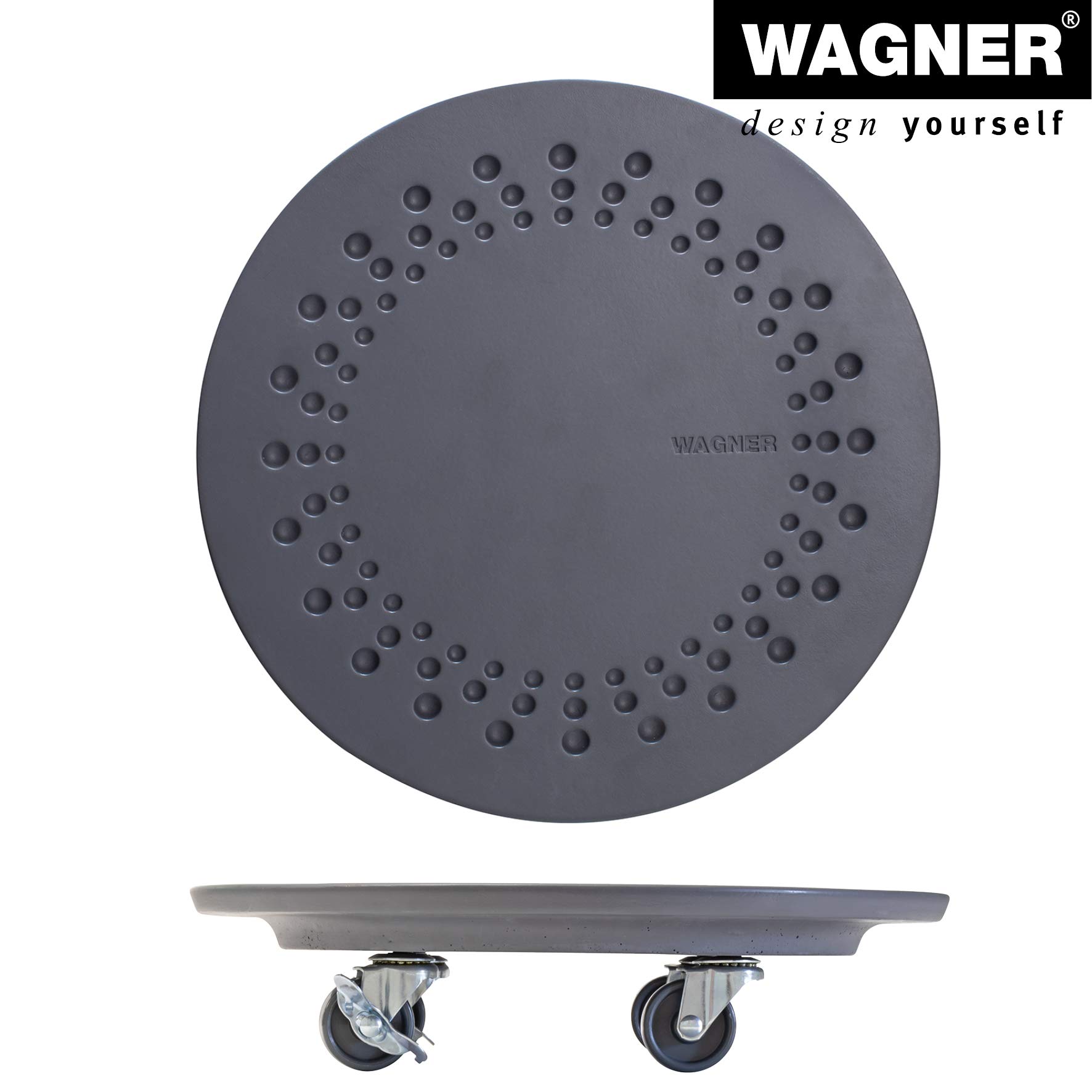 WAGNER Plant trolley STONE SLATE FINISH diameter 34 x 7,5 cm I Flower trolley for indoor + outdoor use I Container trolley made of concrete - Image 4