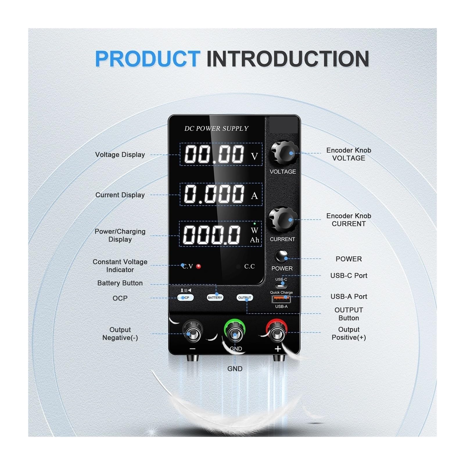 Fuente de alimentación de CC, Fuente De Alimentación CC Ajustable For Cargador Batería Con Interruptor Salida Protección OCP, Ajuste Precisión Del Codificador 30V 10A 5A(SPPS-C3010C 30V10A)