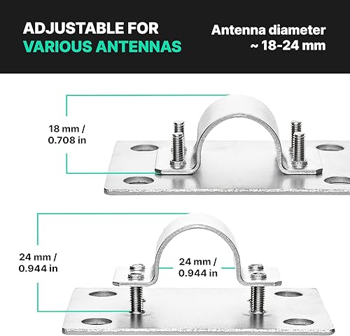 Miniatura 5 de Soporte de mástil para antena de helio para montaje en poste, abrazadera fija de perno en U, soporte de hardware para techo al aire libre, Lora