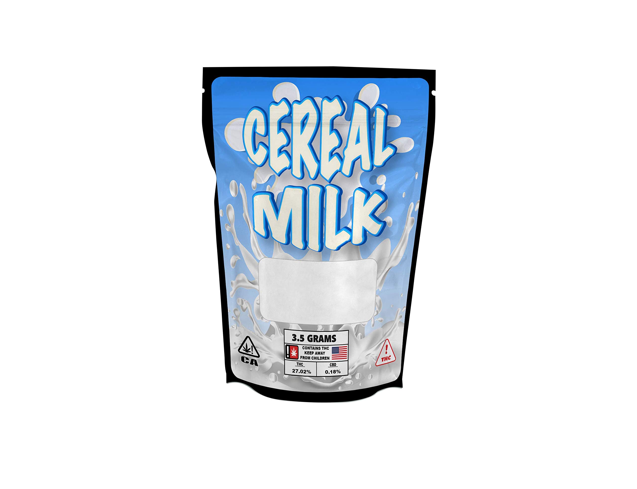 Pound's Press 3.5g, 1/8oz Mylar Bag Stickers - Printed High Gloss Vinyl Label with Strain Design (Cereal Milk, Pack of 128)