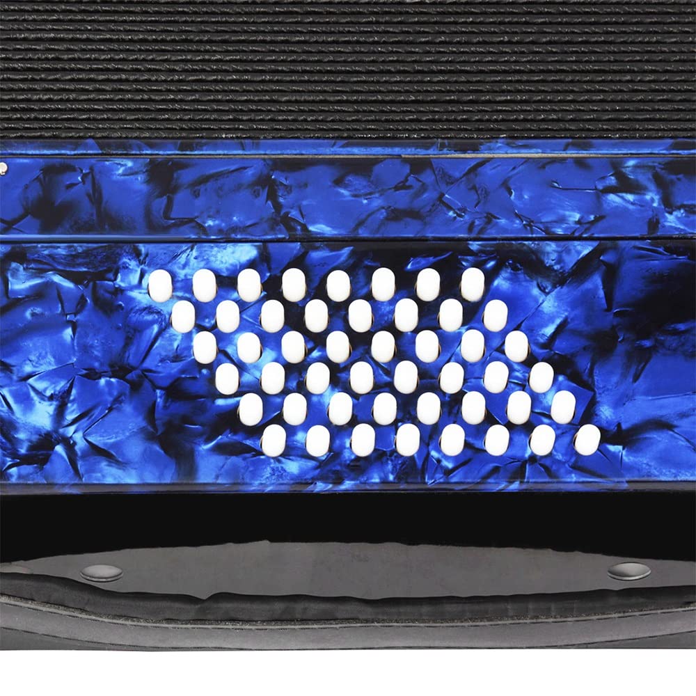 Fisarmonica a Piano Professionale a 26 Tasti e 48 Bassi, con Tracolla Retrattile e Custodia, per Gli Amanti degli Strumenti Musicali, Performance sul palco (Colore : Blu)