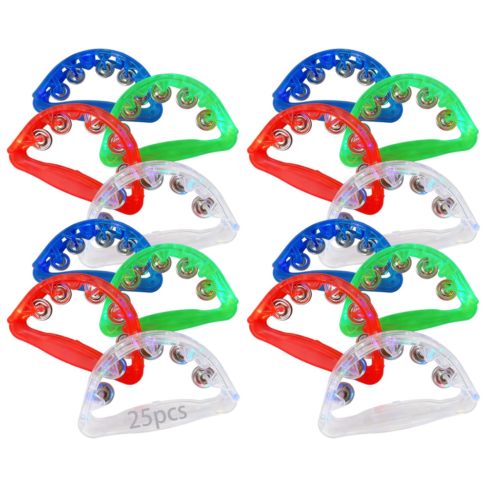 5 Sets LED-Tamburin, 4 Farben Handklapper mit Glocken, für KTV, Bar und Party, leuchtendes Musikinstrument für Erwachsene und Teens, 21 x 13 cm
