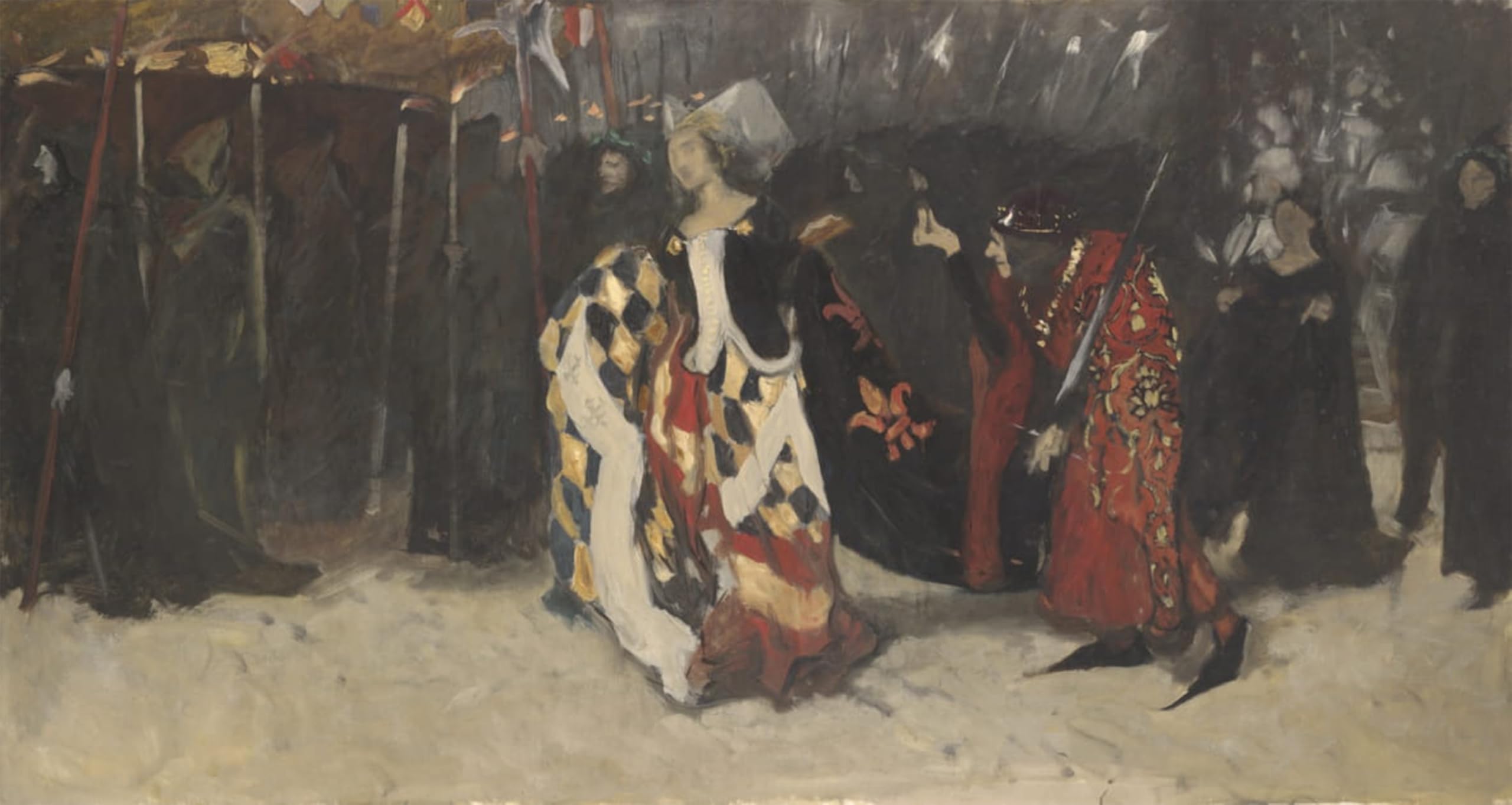 ARTXLXXBN Famous Painting Canvas Artwork Graffiti Print Compositional Study for Richard of Gloucester and the Lady Anne by Edwin Austin Abbey Portrait Canvas Image for Home Decor 60x90cm
