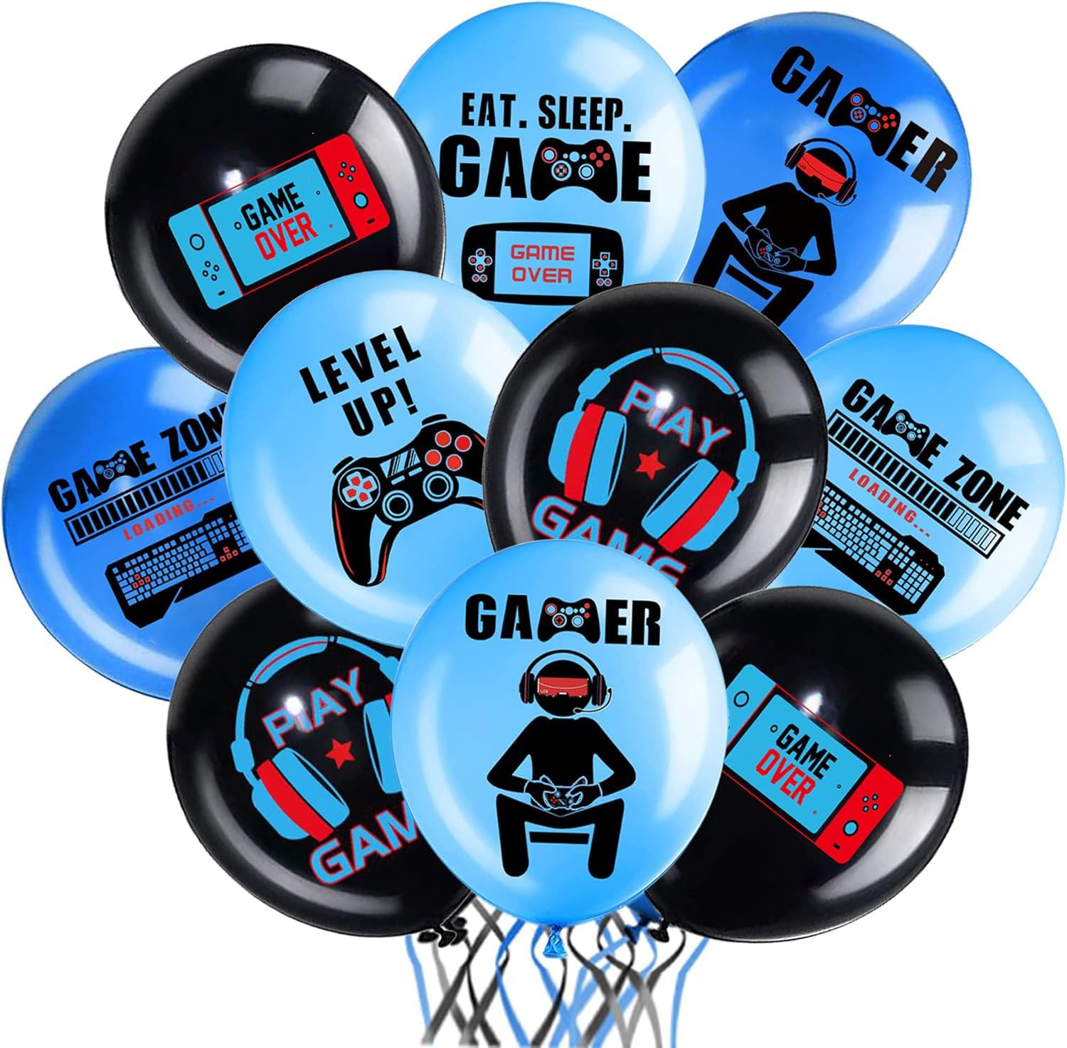 Video Game Balloons - Gamer Birthday Party Kit with Controller & Garland Arch for Kids, Boys & Girls - Latex Balloons - Game Themed Party Supplies