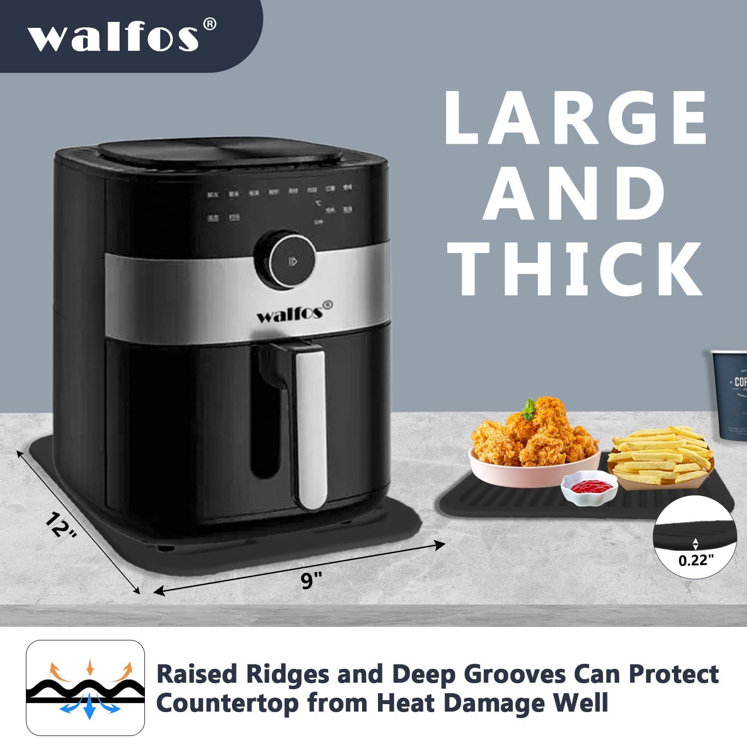 Walfos Sottopentola in silicone per pentole e padelle calde, resistenti al calore, resistenti al calore, per bancone della cucina, 4 pezzi, multiuso e versatili, resistenti al calore e a lunga durata
