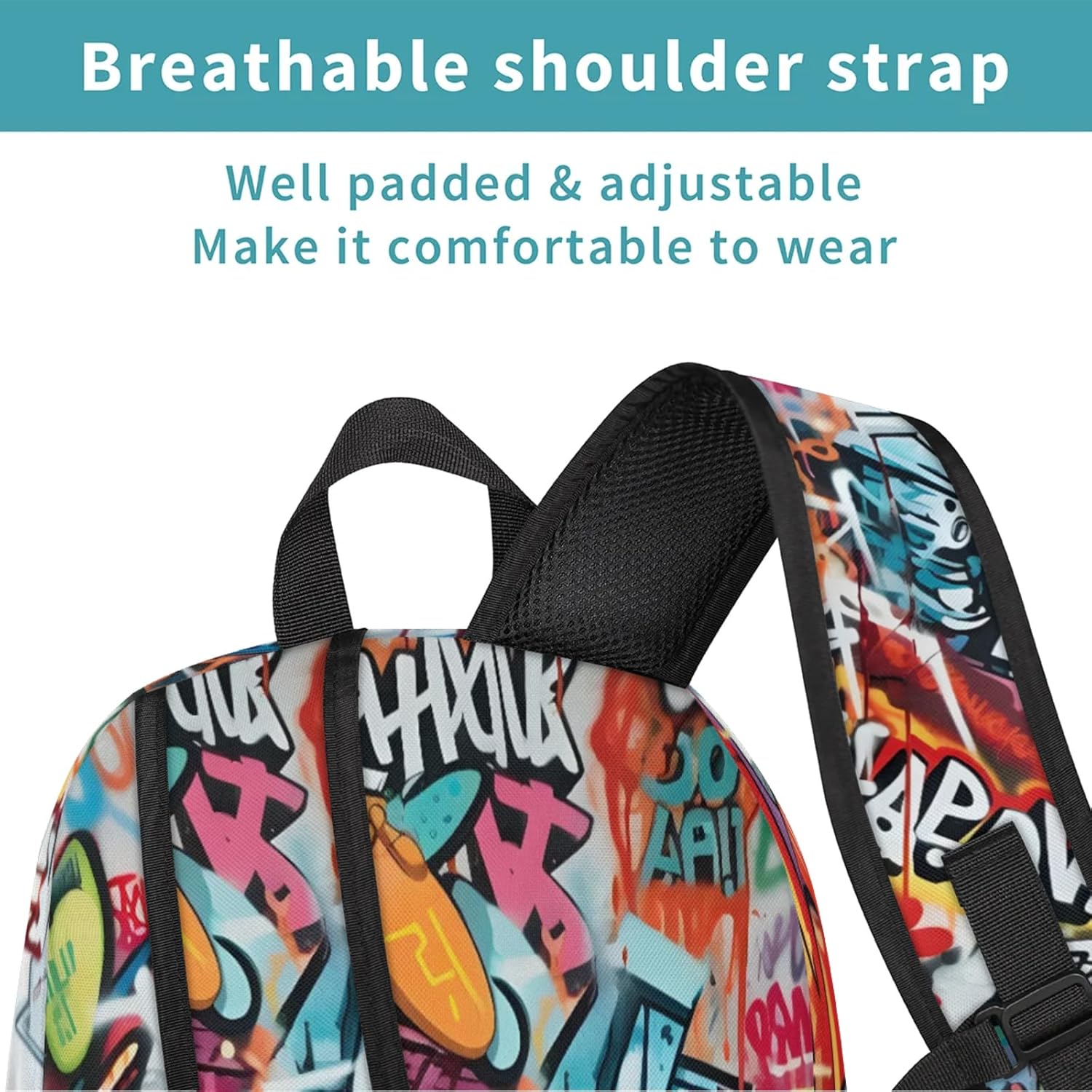 Large Backpack for Girls Boys, Abstract Graffiti School Backpack Carry On Backpack Waterproof Backpack Preschool Book Bags Multifunctional Schoolbag With Chest Strap for Women Men - Image 5