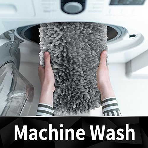 Miniatura 7 de Yimobra Juego de 2 alfombras de baño, lujosas alfombras de baño extragruesas, antideslizantes de felpa para el suelo del baño, lavables a máquina,