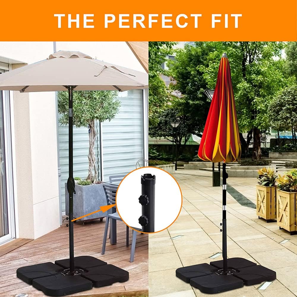 Crossbbar 4Pcs Heavy Duty Cantilever Offset Crossbar Patio Umbrella Stand Base with Fill Spouts for Water or Sand, Black