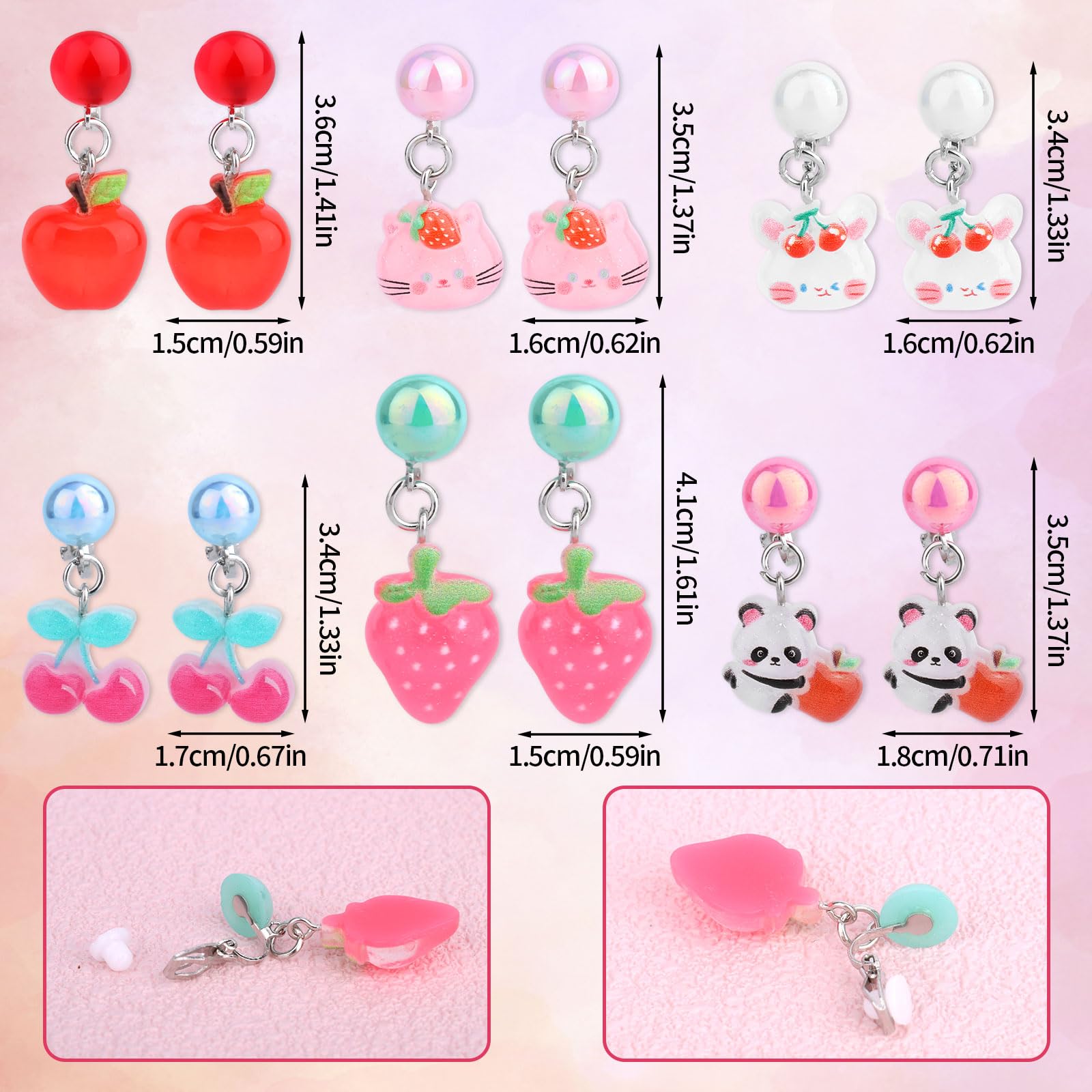 Mikovivi 6 works Colorful Clip on Drop Earrings Set - Image 2