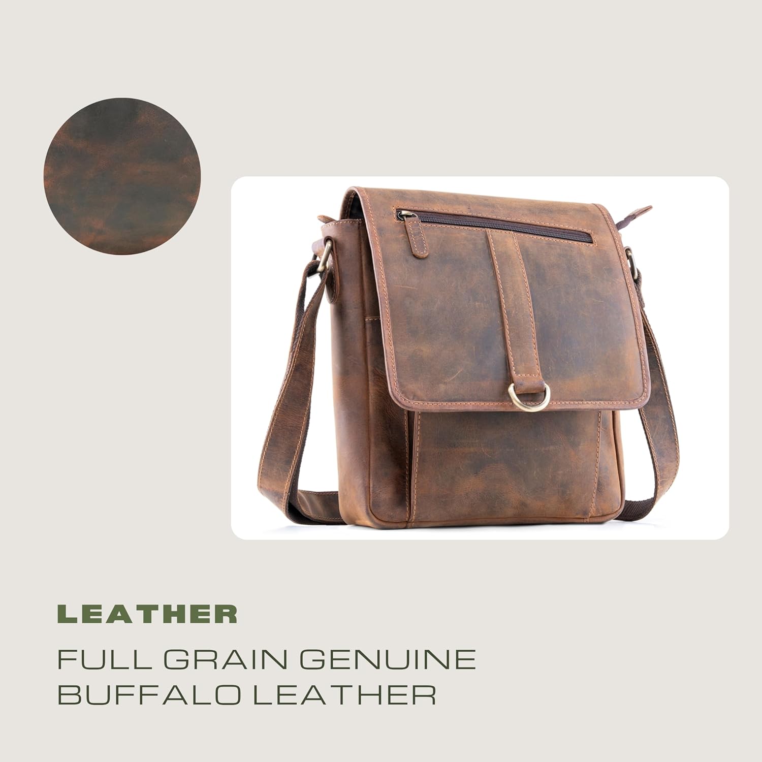 Handmade World Small Leather Crossbody Bag for Men 10 Inch Tablet Messenger Bag 'The NobleEra' Full Grain Genuine Leather Man Purse Shoulder Sling Satchel Everyday Bag - Image 7