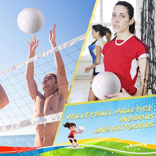 Miniatura 5 de Jexine Autograph - Pelota de voleibol blanca en blanco, tamaño oficial 5, pintura de bricolaje, pelota de voleibol lisa con bomba de aguja, para