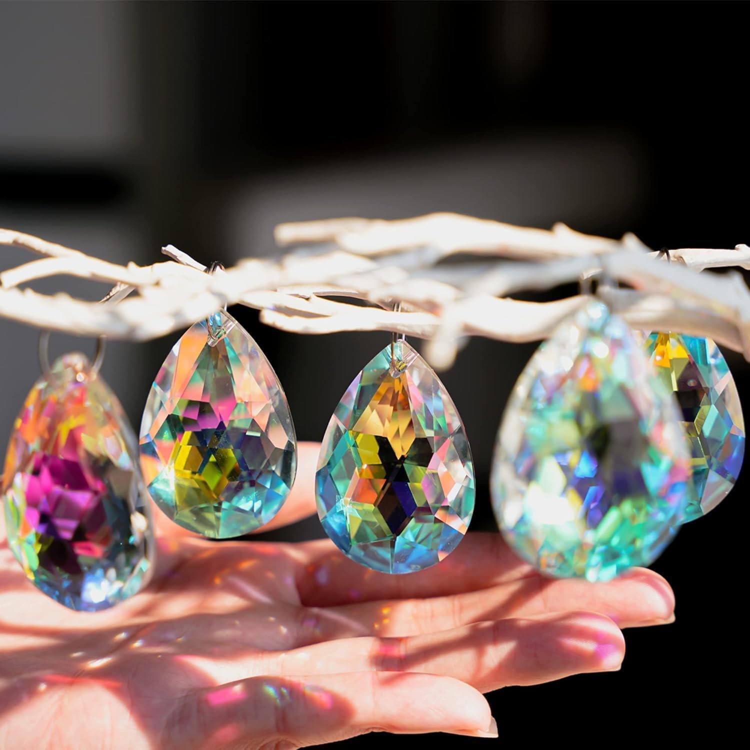10 Pcs Crystal Prism Pendants Chandelier Suncatcher Bauhinia Window Decor image 4