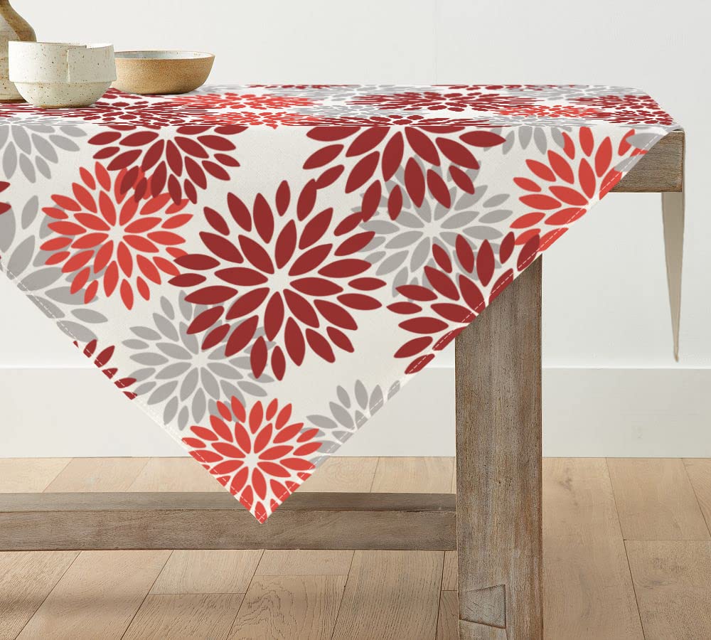 Frühlings-Tischdecke 85x85 Cm – Blumenmuster, 100% Polyester, Waschbar, Für Küche & Party