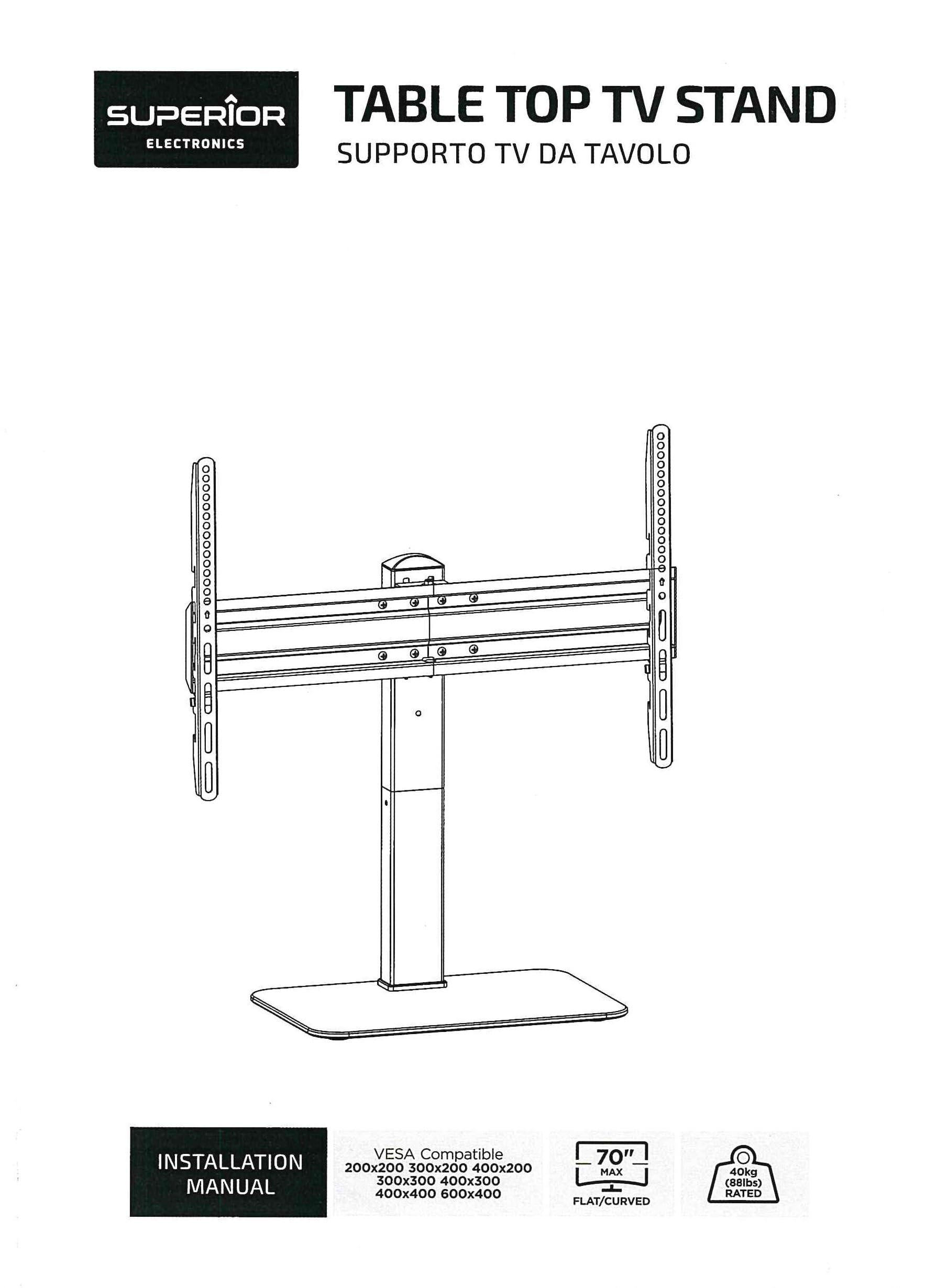 Superior Supporto TV universale da tavolo, per TV da 37" a 70" fino a 40Kg