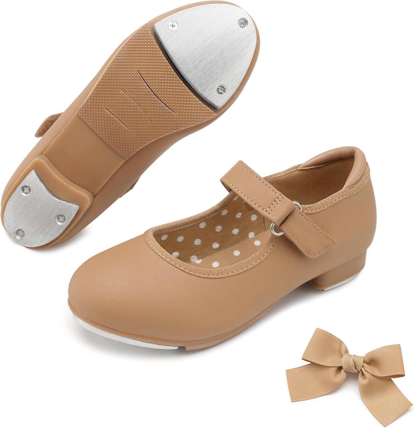 Stelle Tap Shoes for Girls Boys Patent Leather Detachable Bow Dance Shoes(Toddler/Little Kid/Big Kid)