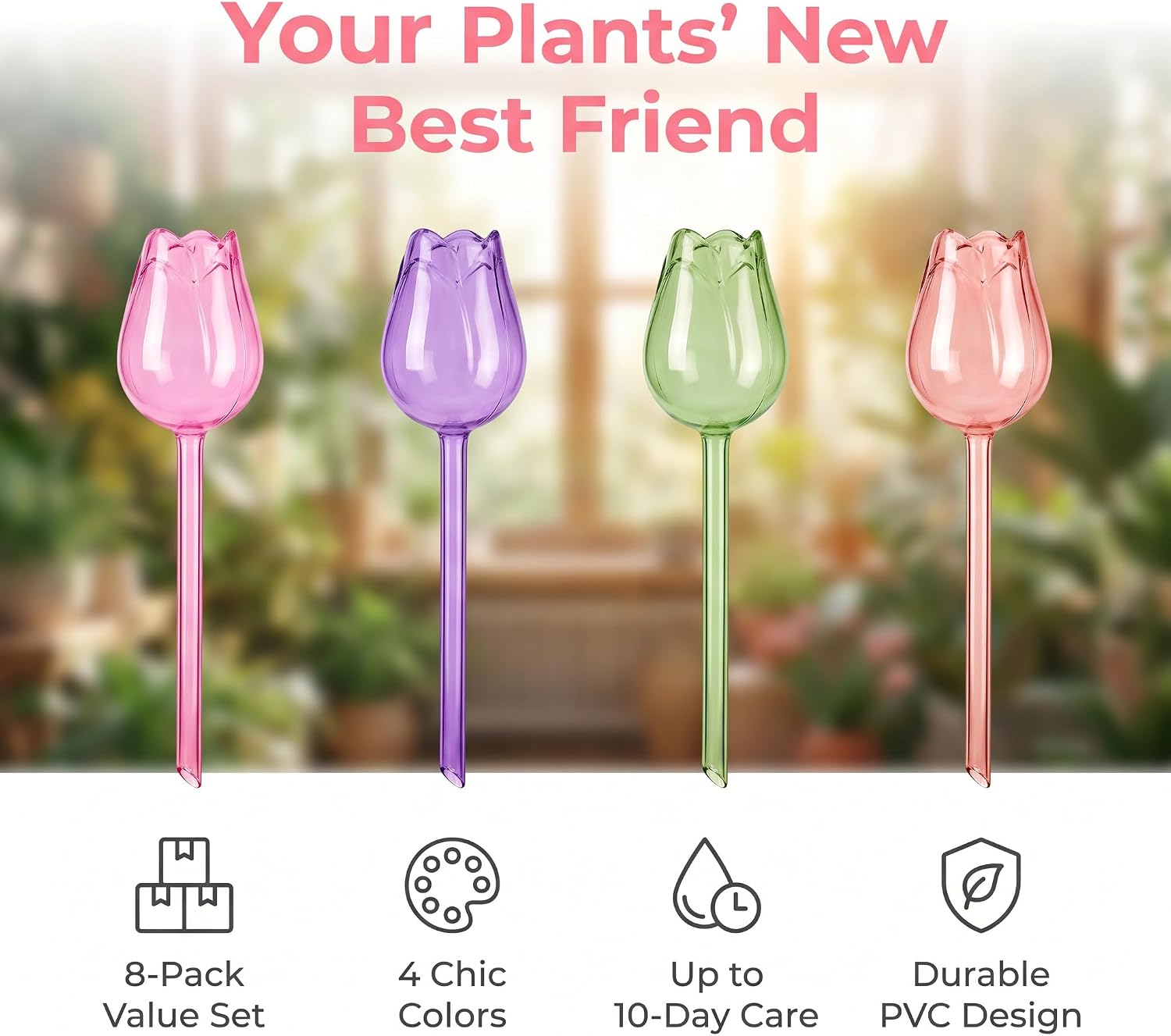 Plant Watering Globes 8 Pack, Self Watering Bulbs for Indoor Outdoor Plants image 3
