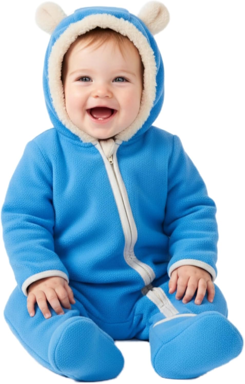 PATPAT Fleece Baby Hooded Footed Romper Clothes, Soft Warm Footie Covers, Car Seat Friendly, Easy Zip, Cute Costume Boy Girl