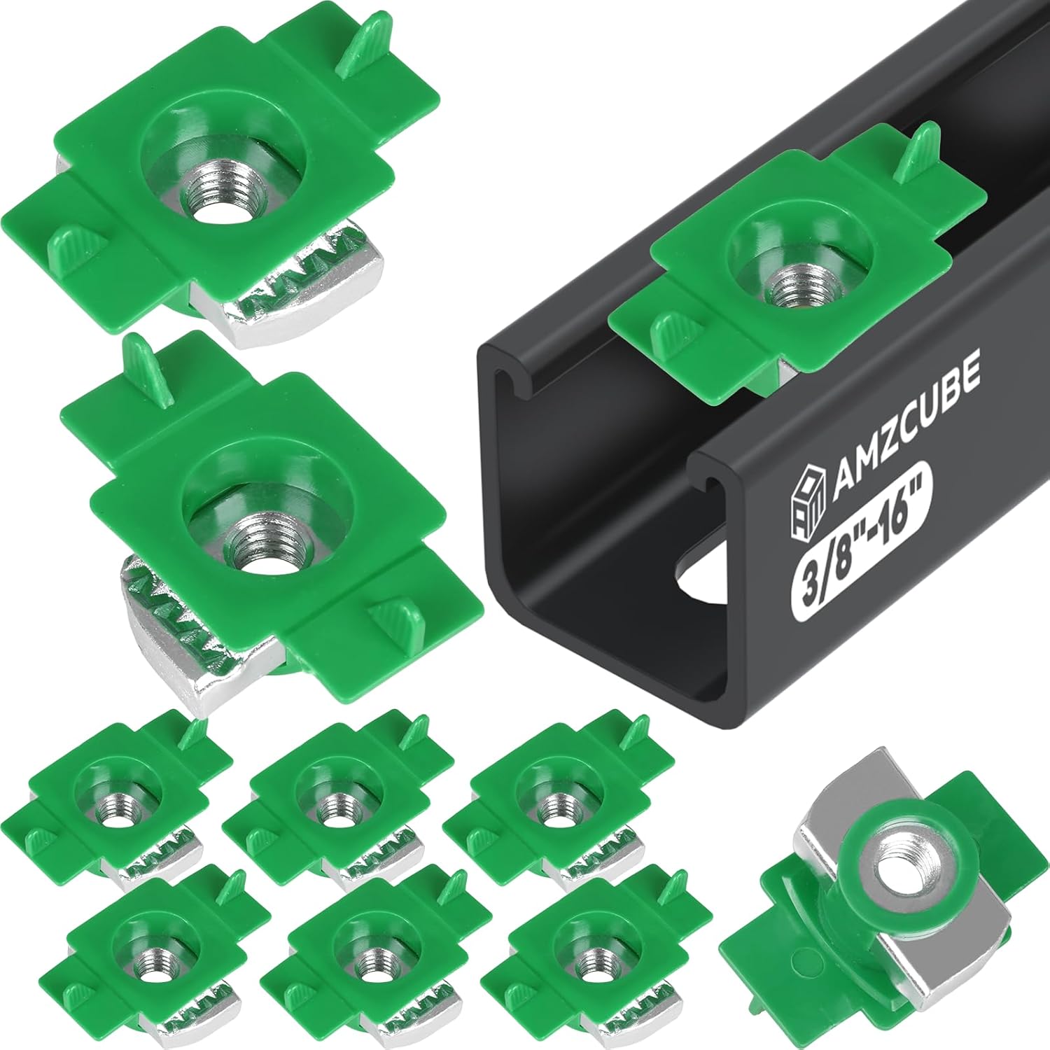 3/8"-16 Nylon Strut Channel Cone Nut - 100 Pcs, 8mm Thickened Strut Channel Squeeze Nut, Compatible with Strut Channel Support Systems, Solar Panel Mounting (100 Pcs)