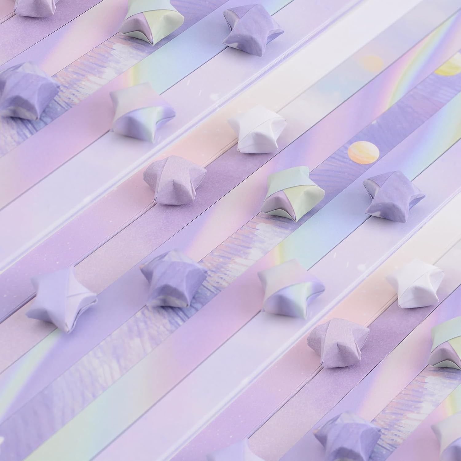 Purple Origami Stars Paper, 900 Pcs Lucky Star Paper Strips for Folding Handmade Card Gift Party Crafts Decoration