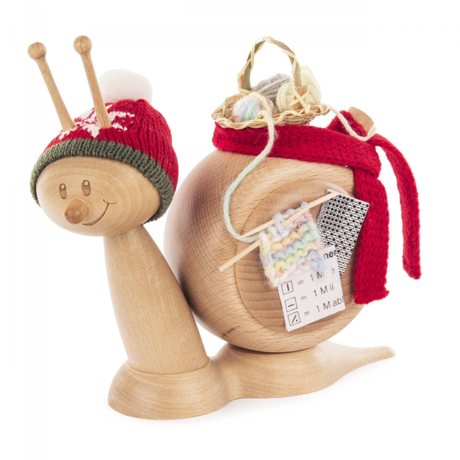 Figurine d'encens escargot avec jouet à tricoter en bois de 17 cm