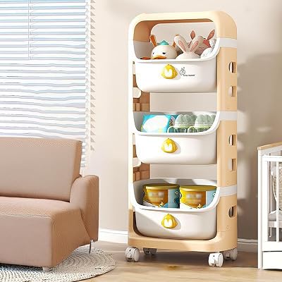 R for Rabbit Kiddo Korner Frosty Organizer for Kids Toys/Books & Baby Clothes Wardrobe | Detachable 3 Level Storage Orga