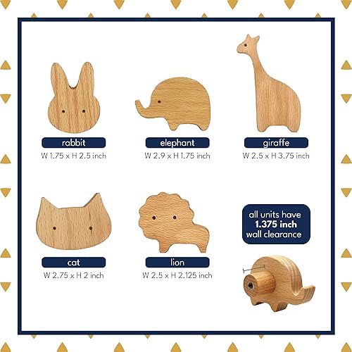 Miniatura 2 de Bonitos ganchos de pared de madera de animales  5 x animales terrestres  Ganchos decorativos para colgar abrigos, sombreros, bolsos, mochilas,