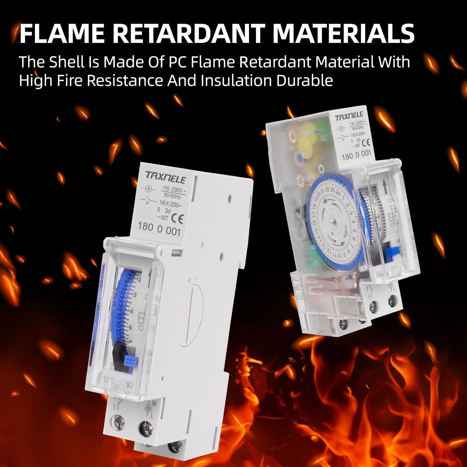 TAXNELE SUL180a timer with flame retardant material indication