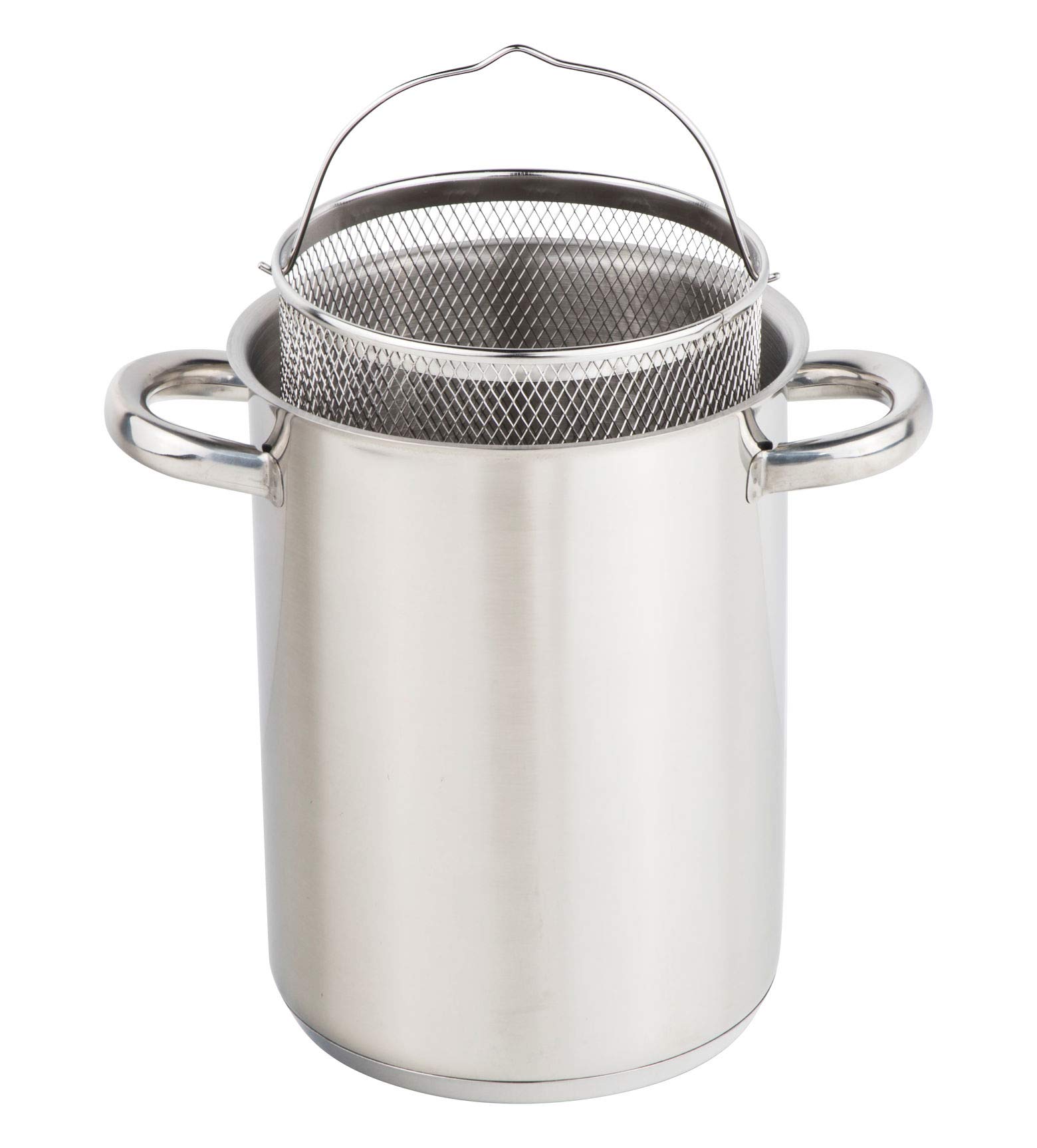 Casserole à asperges - En acier inoxydable - Diamètre x hauteur : 16 x 21 cm - Avec panier amovible - Convient également comme pot à pâtes, spaghetti, légumes, etc.