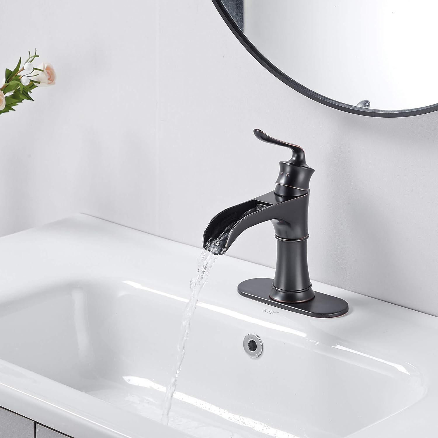 Super Cheap 🛒 MYHB Waterfall Bathroom Sink Faucet Single Hole Vanity Basin Mixer Tap, Oil Rubbed Bronze 8012SH