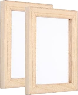 PATIKIL A6 Sizes Wooden Paper Making Screen, 2Pcs 5.5 x 4.3 Inch Single Paper Making Mould and Deckle Papermaking Supplies Frame for Paper Making DIY Crafts, Wood Color