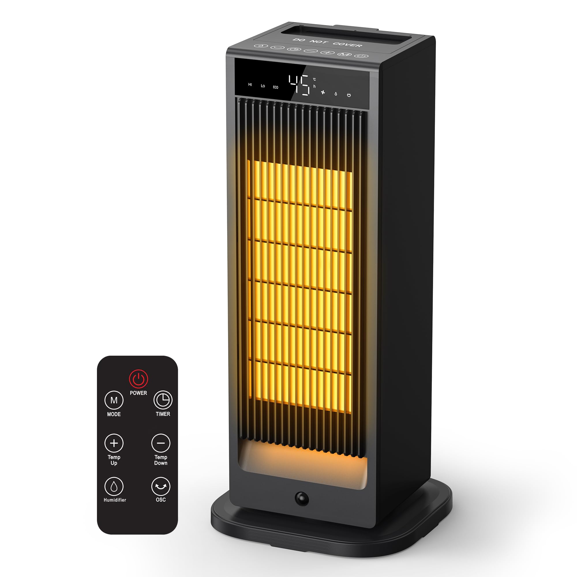 Space Heater Indoor, Fast Portable Room Heater with Remote and Thermostat, 4 Modes, Overheating & Tip-Over Protection, Electric Heaters for Indoor Use Large Room, Equipped with Humidifier Function