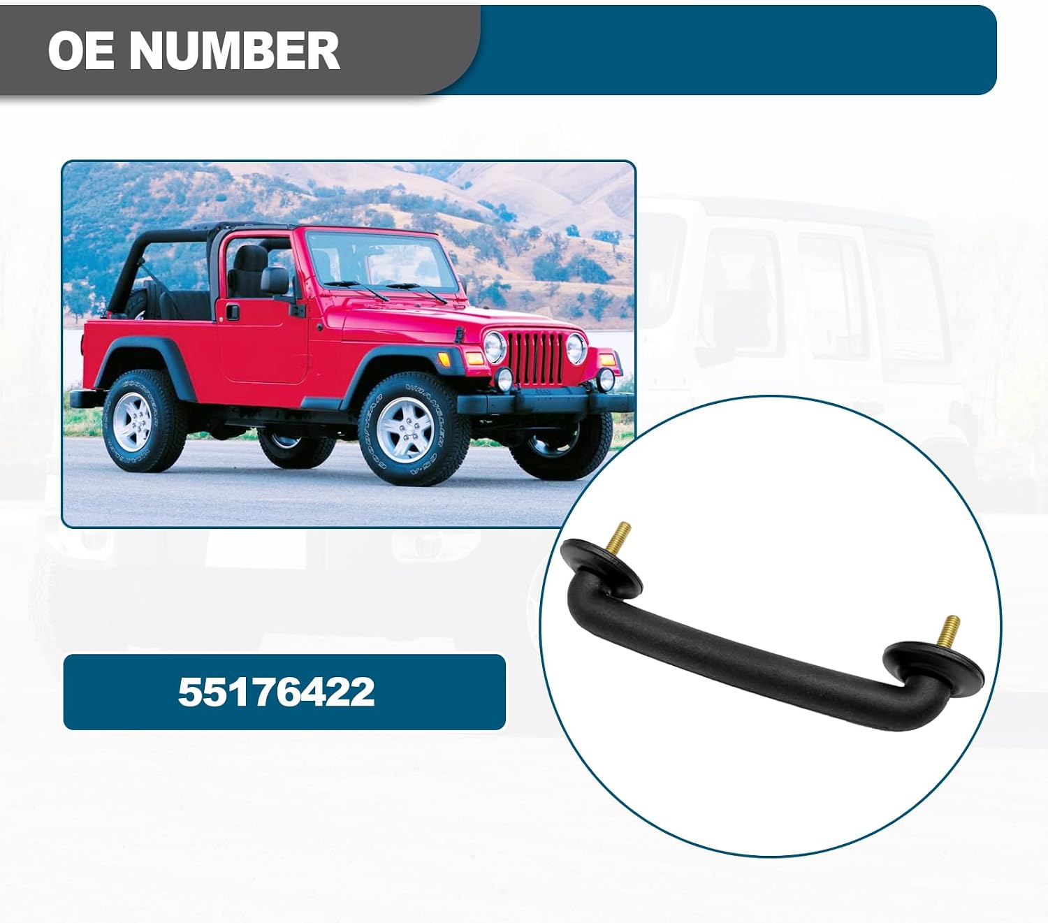 TJ Wrangler Windshield Mounting Bracket with Hood Pull Loop, Replacement Hood Latch Parts Fit for 1997-2018 Jeep Wrangler JK/1997-2006 Models, OEM Part Number 55176422