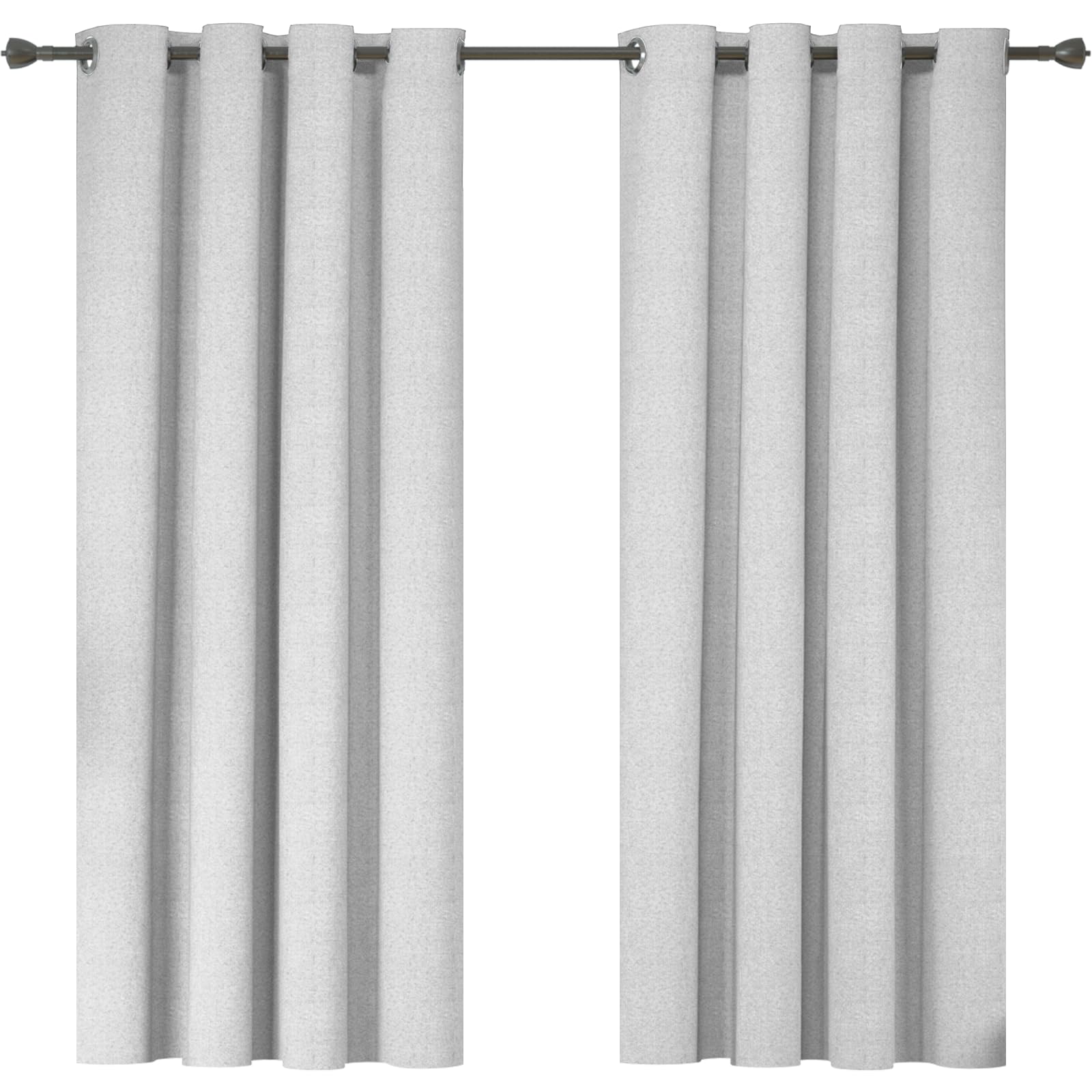Ystyle Cortinas 100% Opacas 2 Piezas, 140×175cm, Cortinas Efecto Lino Salon, Cortinas Termicas Aislantes Frio Y Calor, Blackout Cortinas Dormitorio, Cortina Acustica con Trabillas, Gris Blanca