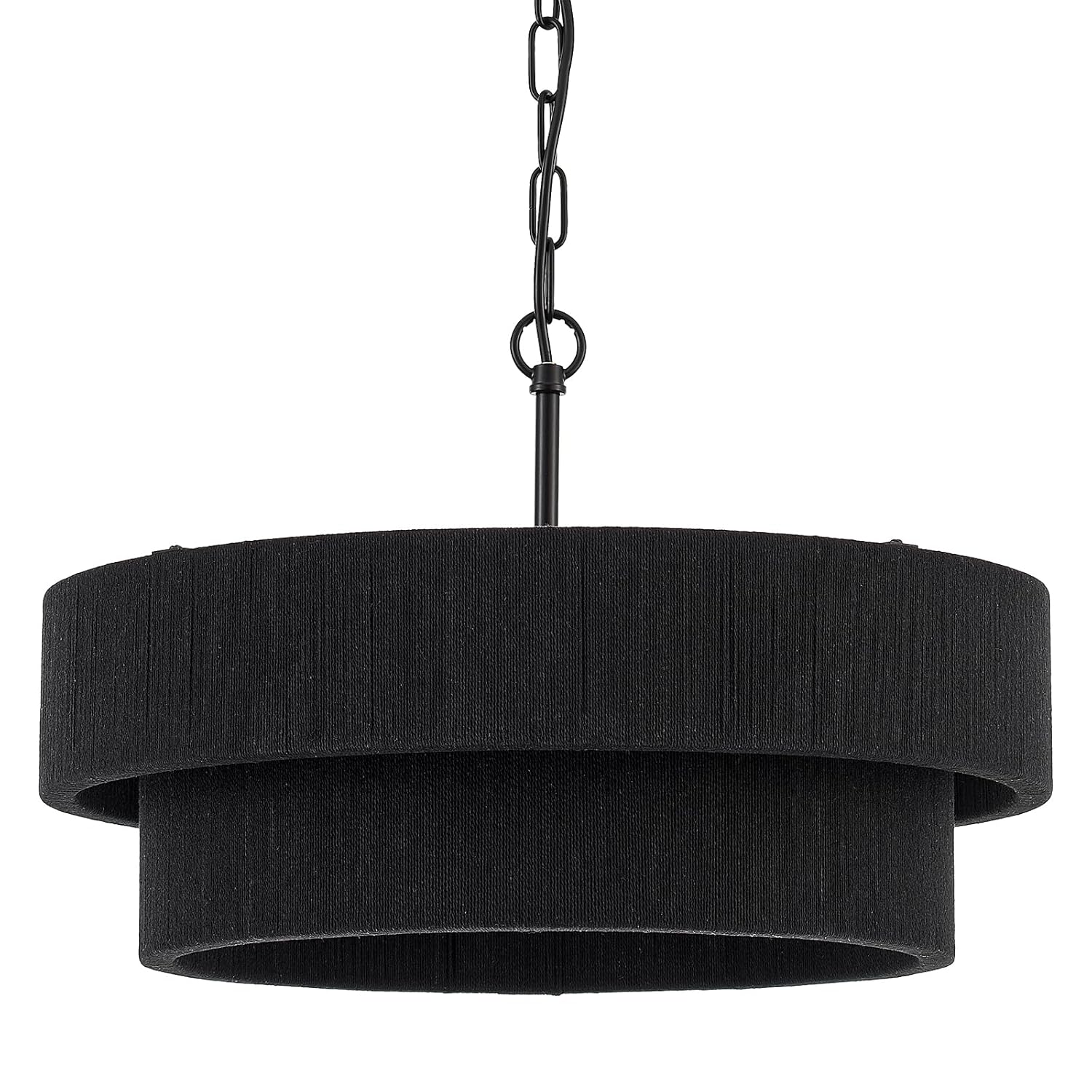 20” Black Rattan Boho Pendant Light