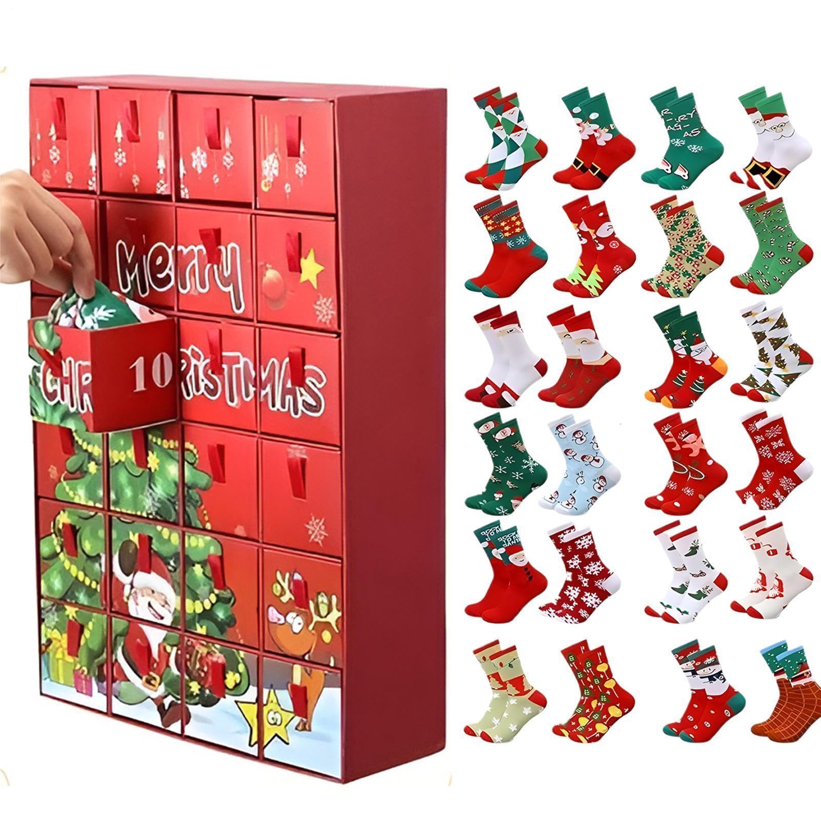 Calendario de Adviento de cuenta regresiva de Navidad, 24 días, decorativo y transpirable | Decoración de pared de dibujos animados para invierno, Año Nuevo, interior, repisa de chimenea, dormitorio, sala