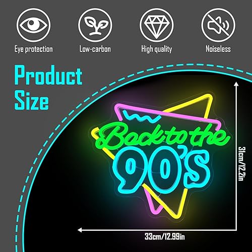 Miniatura 5 de Letrero de neón de Regreso a los 90 para decoración de pared, letreros de neón LED para decoración de fiesta de los 90, letrero de luz de neón de