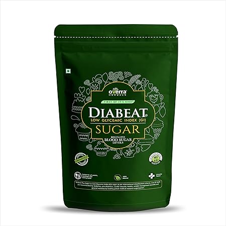 Overra Herbals Diabeat Diabetic Friendly Herbal Cane Sugar - Free from Chemical Artificial Sweeteners ?? Natural Substitute Without Side Effects ?? Very Safe, Gluten Free Low Glycemic Index (GI) ?? 500 g Zipper Lock Pouch (Pack of 1)