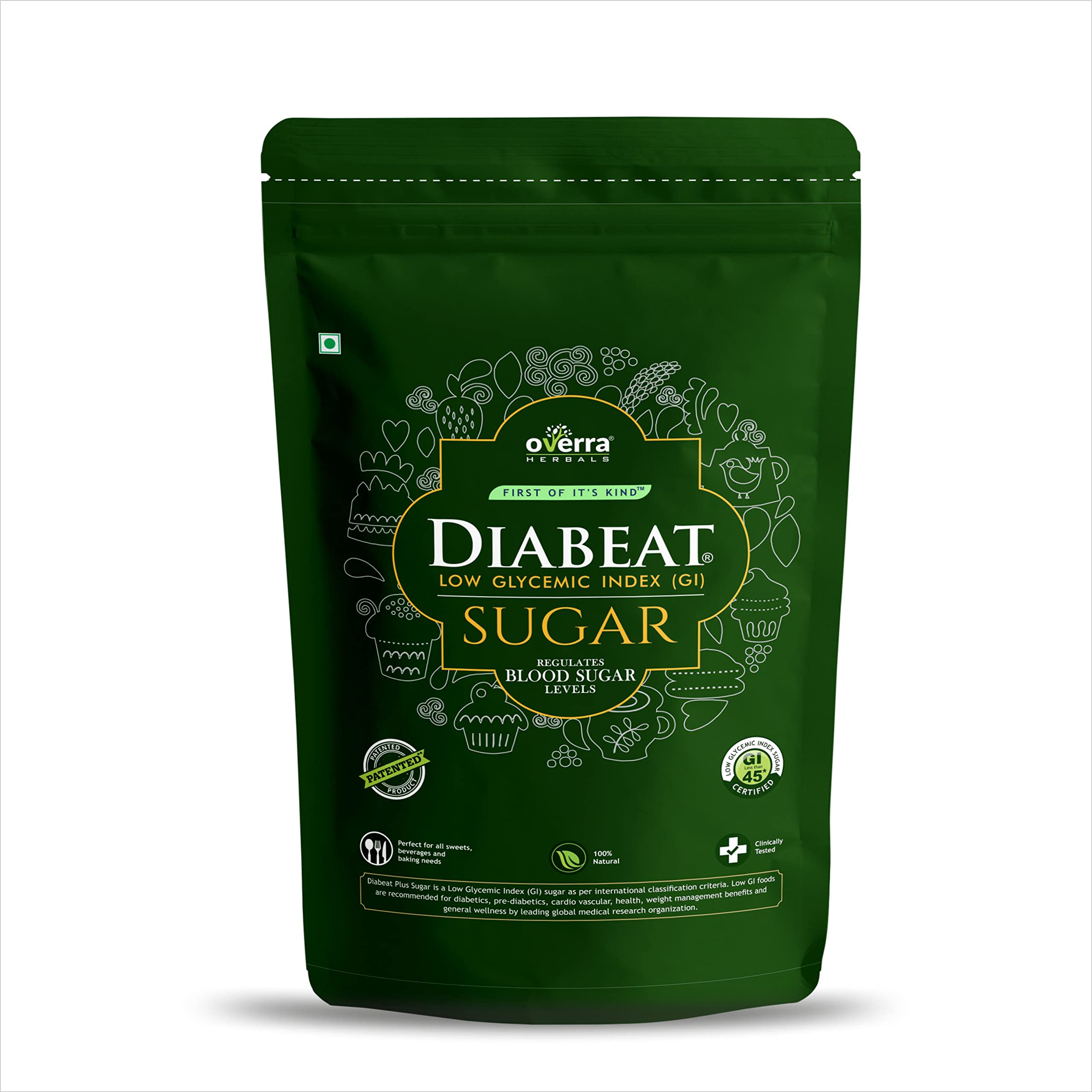 Overra Herbals Diabeat Diabetic Friendly Herbal Cane Sugar - Free from Chemical Artificial Sweeteners – Natural Substitute Without Side Effects – Very Safe, Gluten Free Low Glycemic Index (GI) – 500 g Zipper Lock Pouch (Pack of 1) (B08DG19Y38) Amazon Price History, Amazon Price Tracker
