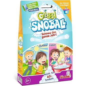 Simba 105953074 Glibbi Snoball Snowball Fight All Year Powder Turns Water into Snow 4 x 20 g 60 Balls Gel Mass Snowball Slime from 3 Years [Exclusive to Amazon]