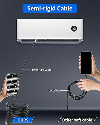 Miniatura 4 de Endoscopio para iPhone, 2.0 megapíxeles HD 0.32 pulgadas boroscopio inspección serpiente cámara IP67 impermeable con cable semirrígido de 16.4 pies,